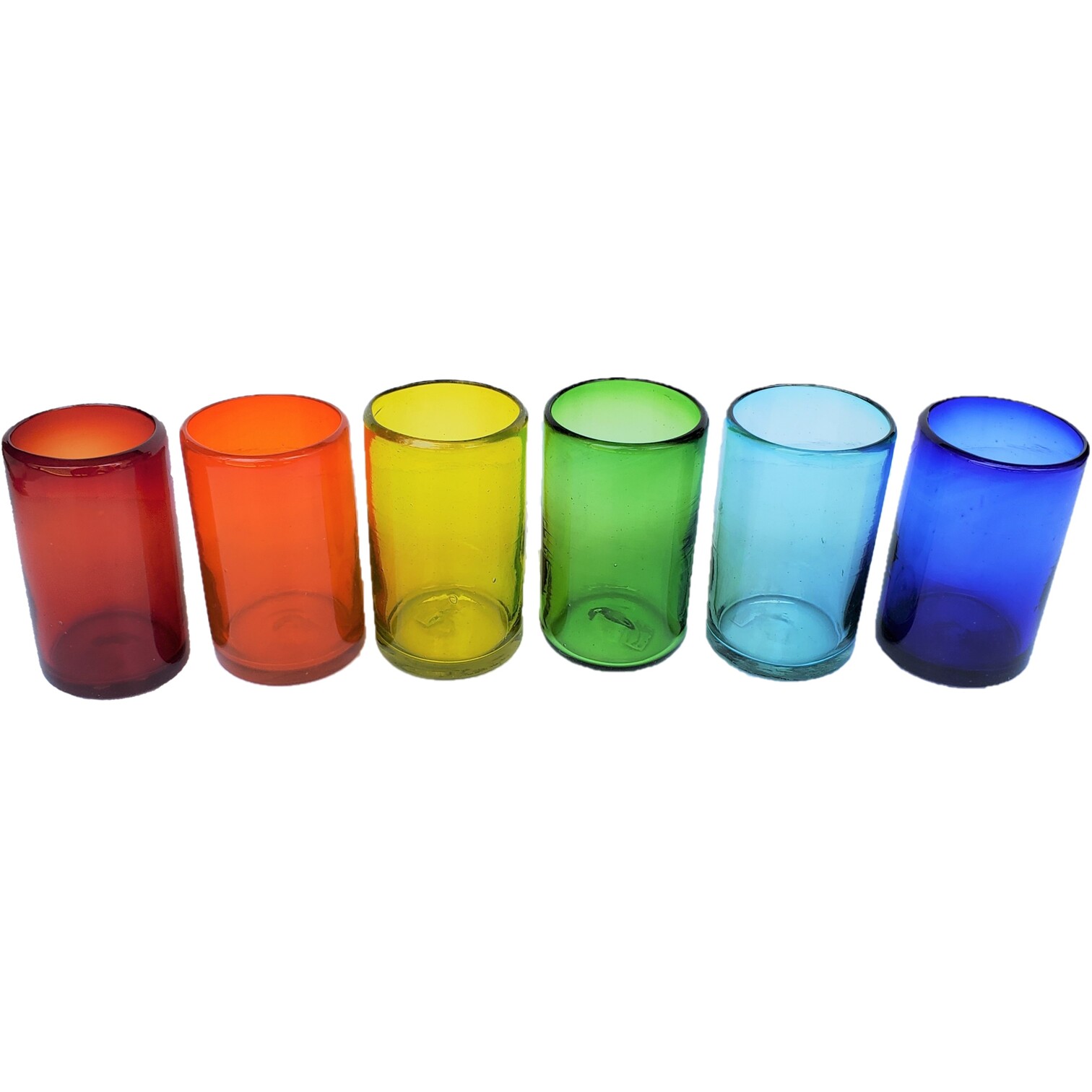 MEXICAN GLASSWARE / Rainbow Colored 14 oz Drinking Glasses 